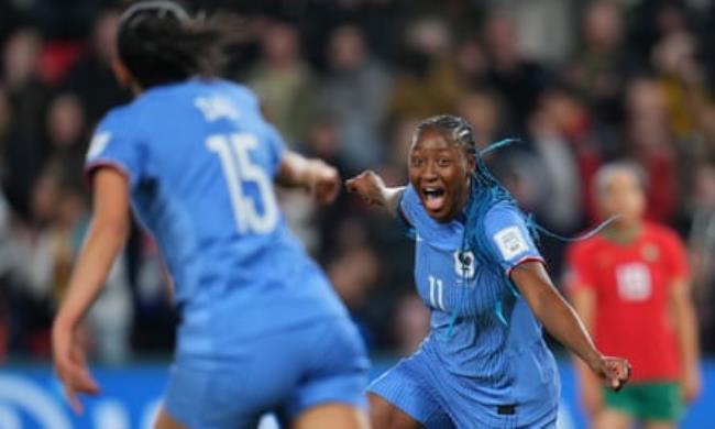 Kadidiatou Diani celebrates after scoring the opening goal in Adelaide.