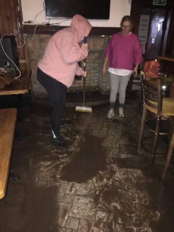 Clean up after flood at Thatch pub