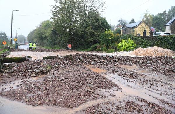 Water pouring across the road in Glanmire Co Cork. Picture: Eddie O'Hare