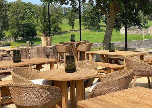 The outside dining area at The Barn