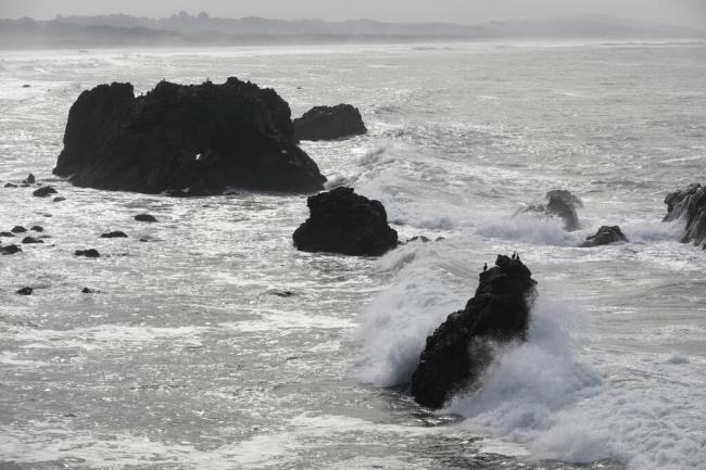 Waves crash into the rocks at Carmet Beach in the So<em></em>noma Coast State Park in Bodega Bay, Calif. on Monday, Oct. 31, 2022. (Beth Schlanker/The Press Democrat)