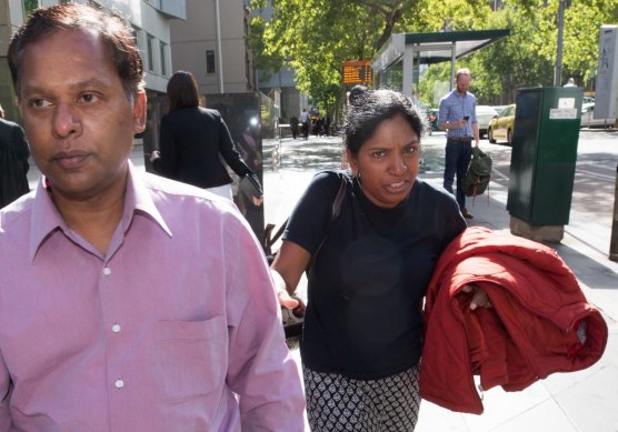 Kandasamy (left) and Kumuthini Kannan outside a court in 2017.